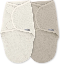 Fasce swaddling in mussola SwaddleMe™ Cocoon 1 TOG per neonati 0–3 mesi, Cream/Cashew, 2 pezzi