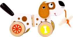 Giocattolo in legno da traino per bambini a forma di cane