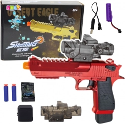 Pistola elettrica per bambini con palline in gel e dardi in schiuma – rossa