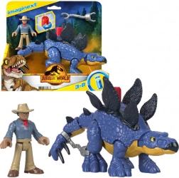 imaginext jurassic world stegosaurus e dr. grant – set di action figure
