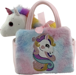 Borsetta di peluche a forma di unicorno con stellina