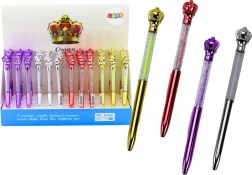 Penna a sfera con corona e strass, inchiostro blu 0,7 mm, assortimento colori