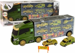 Camion da trasporto verde per macchinine