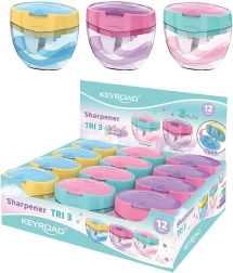Temperamatite Keyroad Tri Plus pastello, a tre fori con contenitore ad alta capacità