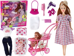 Bambola Lucy Incinta con Bambino e Passeggino
