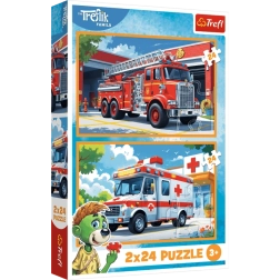 set di puzzle 2×24 pezzi – pompieri e ambulanza