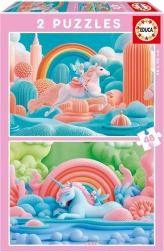 Puzzle Magici Unicorni 2x48 Pezzi