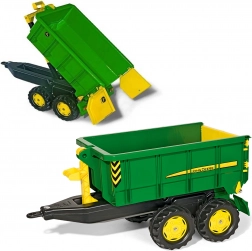 Grande rimorchio ribaltabile a doppio asse JOHN DEERE per trattori Rolly Toys