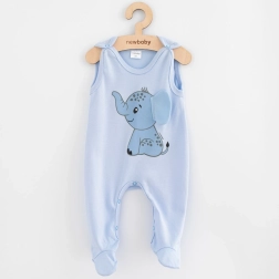 Pagliaccetto in cotone per neonati New Baby Happy Elephant blu 74 (6–9 mesi)