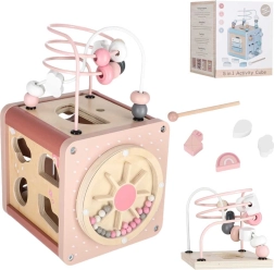Cubo manipolativo educativo in legno 5 in 1 rosa