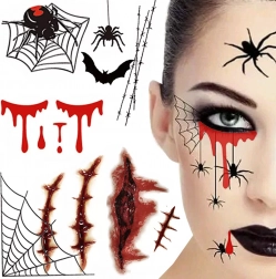 Tatuaggi temporanei di Halloween – effetti sanguinanti, ragnatele e cicatrici