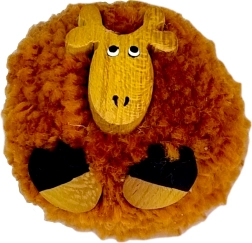 Calamita in legno con pompon giraffa – decorazione artigianale