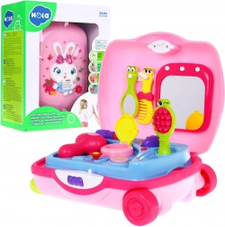 Toeletta interattiva rosa 2 in 1 in valigetta per bambini 2+ con luci, melodie e accessori