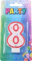 Candela festosa rossa a forma di numero 8