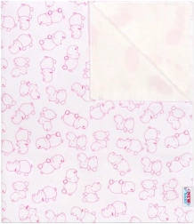 telo flanellato impermeabile New Baby ippopotamo bianco/rosa