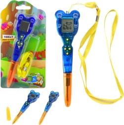 Penna elettronica con mini console 168 in 1 con laccetto, arancione‑blu