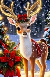 Mosaico di diamante - Renna con fiocco