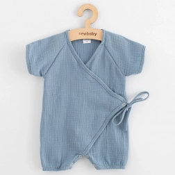 Tutina estiva in mussola per neonati New Baby blu 86