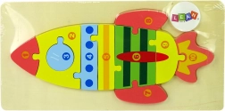 Puzzle in legno a forma di razzo con numeri