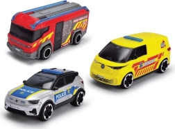 Set di soccorso Dickie SOS 3pack – veicolo dei vigili del fuoco, auto della polizia e ambulanza 1:36