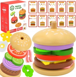 Ristorante di burger in legno – puzzle logico per bambini 15 pezzi WOOPIE GREEN con certificato FSC