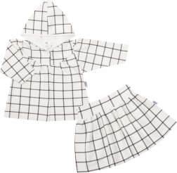 Completo da ragazza a 2 pezzi con cappuccio e motivo a quadri NEW BABY Cool Girls, bianco