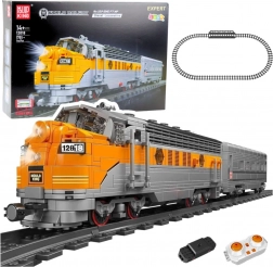 Set di costruzione treno RC grigio‑giallo 1751 pezzi con telecomando e binari