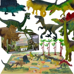 Set di dinosauri 16 pezzi con tappetino da gioco in feltro e valigetta WOOPIE