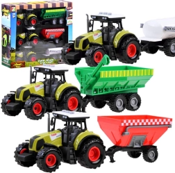 set di tre trattori con rimorchi rimovibili per piccoli agricoltori