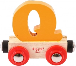 Vagoncino in legno Bigjigs Rail con lettera Q