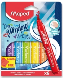 Maped pennarelli per finestre Window, 6 pz con panno in microfibra