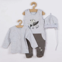 Completo per neonati in cotone 3 pezzi Koala Birdy grigio