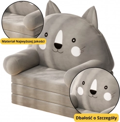 Poltrona pieghevole per bambini Gatto Grigio 3 livelli