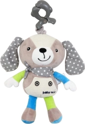Giocattolo di peluche per bambini con carillon e clip BABY MIX – cagnolino, beige