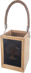 Lanterna in legno di mango 20 cm con motivo ad albero