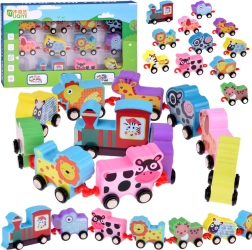 Trenino colorato di legno con animaletti