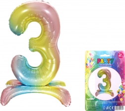 Palloncino gonfiabile numero 3 arcobaleno 80 cm