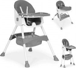 Seggiolone con vassoio e cestino, cintura a 5 punti, ECOTOYS – Grigio