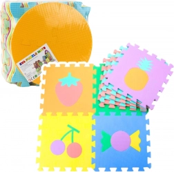 Morbido tappetino educativo in schiuma EVA – frutta e dolci, 16 pezzi