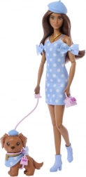 Barbie doppio outfit – bambola a pois con cagnolino e accessori