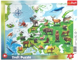 TREFL Puzzle Mappa dell'Europa con animali 25 pezzi