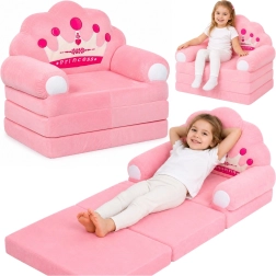 Poltroncina per bambini pieghevole 2 in 1 principessa con corona rosa