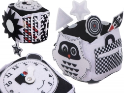Cubo sensoriale educativo con contrasto in bianco e nero