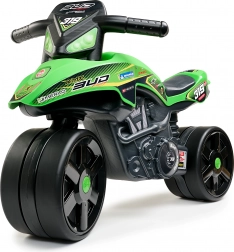 Falk moto senza pedali per bambini Racing verde con ruote larghe da 1 anno
