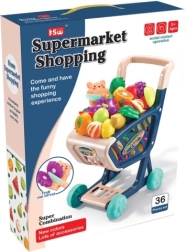 Carrello della spesa per bambini con alimenti e accessori per il taglio