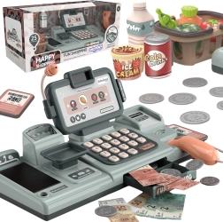 Registratore di cassa per bambini con bilancia, scanner e carrello per gioco di negozio