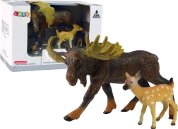 Set di figurine alce e cerbiatto – animali del bosco