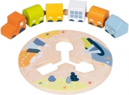 goki trenino di legno infilabile con cinque vagoni