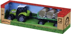 Trattore con suoni e luci con rimorchio e balle di fieno