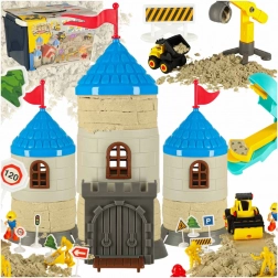 Set creativo con sabbia per bambini 1100g - castello, veicoli, forme e figurine